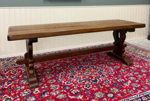 Load image into Gallery viewer, Antique French Country Farm Dining Table Farmhouse Trestle Base Oak 87"W
