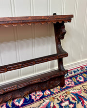 Load image into Gallery viewer, Antique English Carved Oak Plate Rack Lions Wall Shelf