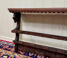 Load image into Gallery viewer, Antique English Carved Oak Plate Rack Lions Wall Shelf