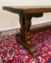 Load image into Gallery viewer, Antique French Country Farm Dining Table Farmhouse Trestle Base Oak 87"W