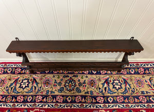 Antique English Carved Oak Plate Rack Lions Wall Shelf