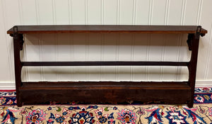 Antique English Carved Oak Plate Rack Lions Wall Shelf