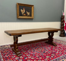 Load image into Gallery viewer, Antique French Country Farm Dining Table Farmhouse Trestle Base Oak 87"W
