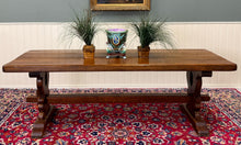 Load image into Gallery viewer, Antique French Country Farm Dining Table Farmhouse Trestle Base Oak 87"W