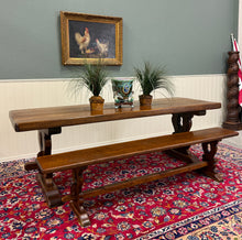 Load image into Gallery viewer, Antique French Country Farm Dining Table Farmhouse Trestle Base Oak 87"W