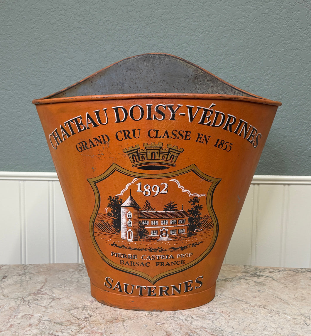 Antique French Zinc Grape Hod Wine Cellar Harvest Bucket Basket Planter c. 1900