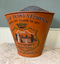 Load image into Gallery viewer, Antique French Zinc Grape Hod Wine Cellar Harvest Bucket Basket Planter c. 1900