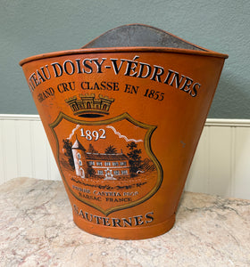 Antique French Zinc Grape Hod Wine Cellar Harvest Bucket Basket Planter c. 1900