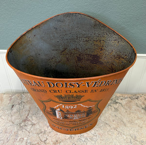 Antique French Zinc Grape Hod Wine Cellar Harvest Bucket Basket Planter c. 1900