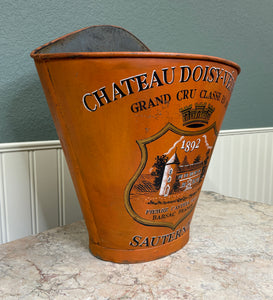 Antique French Zinc Grape Hod Wine Cellar Harvest Bucket Basket Planter c. 1900