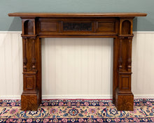 Load image into Gallery viewer, Antique English Fireplace Mantel Surround Renaissance Revival Oak c.1920s-30s