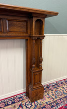 Load image into Gallery viewer, Antique English Fireplace Mantel Surround Renaissance Revival Oak c.1920s-30s