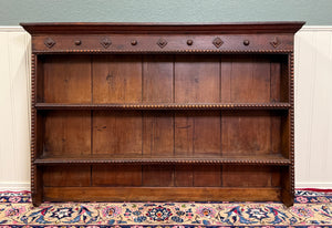 Antique English Plate Rack Wall Shelf LARGE Jacobean Carved Oak Mid 19th century