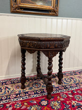 Load image into Gallery viewer, Antique French Octagonal Table Renaissance Revival Carved Barley Twist Oak 19thC