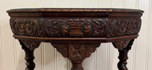 Load image into Gallery viewer, Antique French Octagonal Table Renaissance Revival Carved Barley Twist Oak 19thC