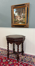Load image into Gallery viewer, Antique French Octagonal Table Renaissance Revival Carved Barley Twist Oak 19thC
