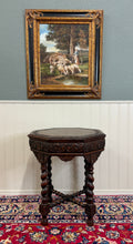 Load image into Gallery viewer, Antique French Octagonal Table Renaissance Revival Carved Barley Twist Oak 19thC