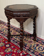 Load image into Gallery viewer, Antique French Octagonal Table Renaissance Revival Carved Barley Twist Oak 19thC