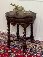 Load image into Gallery viewer, Antique French Octagonal Table Renaissance Revival Carved Barley Twist Oak 19thC