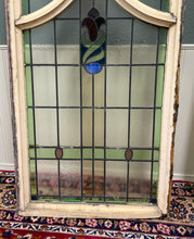 Load image into Gallery viewer, Antique English PAIR LARGE GOTHIC CHURCH Stained Glass Windows Leaded Framed