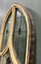 Load image into Gallery viewer, Antique English PAIR LARGE GOTHIC CHURCH Stained Glass Windows Leaded Framed