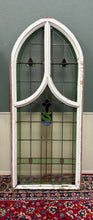 Load image into Gallery viewer, Antique English PAIR LARGE GOTHIC CHURCH Stained Glass Windows Leaded Framed