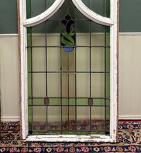 Load image into Gallery viewer, Antique English PAIR LARGE GOTHIC CHURCH Stained Glass Windows Leaded Framed