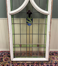 Load image into Gallery viewer, Antique English PAIR LARGE GOTHIC CHURCH Stained Glass Windows Leaded Framed