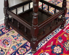 Load image into Gallery viewer, Antique English Cloverleaf Side Table Carved Top Lower Gallery Oak c. 1900