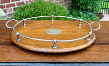 Load image into Gallery viewer, Antique English Oak Serving Tea Tray Platter OVAL with Gallery 1930s