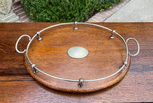 Load image into Gallery viewer, Antique English Oak Serving Tea Tray Platter OVAL with Gallery 1930s