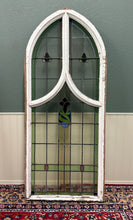 Load image into Gallery viewer, Antique English PAIR LARGE GOTHIC CHURCH Stained Glass Windows Leaded Framed