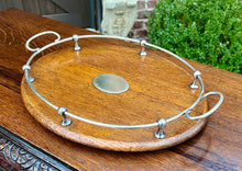 Load image into Gallery viewer, Antique English Oak Serving Tea Tray Platter OVAL with Gallery 1930s