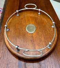 Load image into Gallery viewer, Antique English Oak Serving Tea Tray Platter OVAL with Gallery 1930s