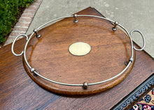 Load image into Gallery viewer, Antique English Oak Serving Tea Tray Platter OVAL with Gallery 1930s