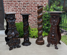 Load image into Gallery viewer, Antique French Pedestal Plant Stand Barley Twist Grapevine Dark Oak 47&quot; T 19th C