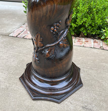 Load image into Gallery viewer, Antique French Pedestal Plant Stand Barley Twist Grapevine Dark Oak 47&quot; T 19th C