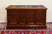 Load image into Gallery viewer, Antique French Neo Gothic Trunk Chest Blanket Box Storage Coffer Oak c. 1930-40s