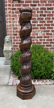 Load image into Gallery viewer, Antique French Barley Twist Pedestal Plant Stand Newell Post Grapevine Oak 57&quot; T