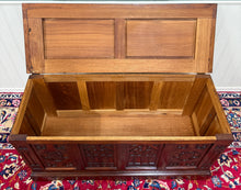 Load image into Gallery viewer, Antique French Neo Gothic Trunk Chest Blanket Box Storage Coffer Oak c. 1930-40s
