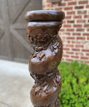 Load image into Gallery viewer, Antique French Barley Twist Pedestal Plant Stand Newell Post Grapevine Oak 57&quot; T