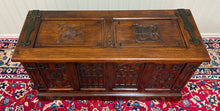 Load image into Gallery viewer, Antique French Neo Gothic Trunk Chest Blanket Box Storage Coffer Oak c. 1930-40s