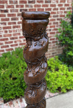 Load image into Gallery viewer, Antique French Barley Twist Pedestal Plant Stand Newell Post Grapevine Oak 57&quot; T