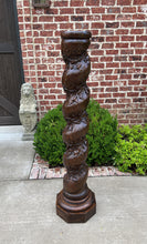 Load image into Gallery viewer, Antique French Barley Twist Pedestal Plant Stand Newell Post Grapevine Oak 57&quot; T