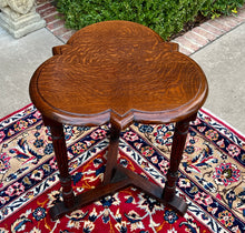 Load image into Gallery viewer, Antique English Clover Leaf End Table Side Table Accent Table Honey Tiger Oak