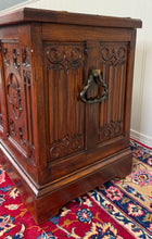 Load image into Gallery viewer, Antique French Neo Gothic Trunk Chest Blanket Box Storage Coffer Oak c. 1930-40s