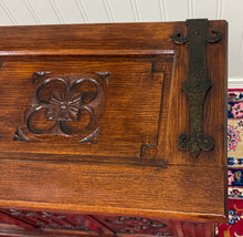 Load image into Gallery viewer, Antique French Neo Gothic Trunk Chest Blanket Box Storage Coffer Oak c. 1930-40s