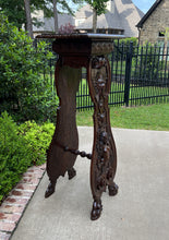 Load image into Gallery viewer, Antique French Pedestal Plant Stand Display Table Carved Oak 49.5&quot; Tall 19th C