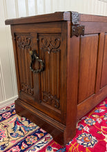 Load image into Gallery viewer, Antique French Neo Gothic Trunk Chest Blanket Box Storage Coffer Oak c. 1930-40s