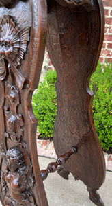 Antique French Pedestal Plant Stand Display Table Carved Oak 49.5" Tall 19th C